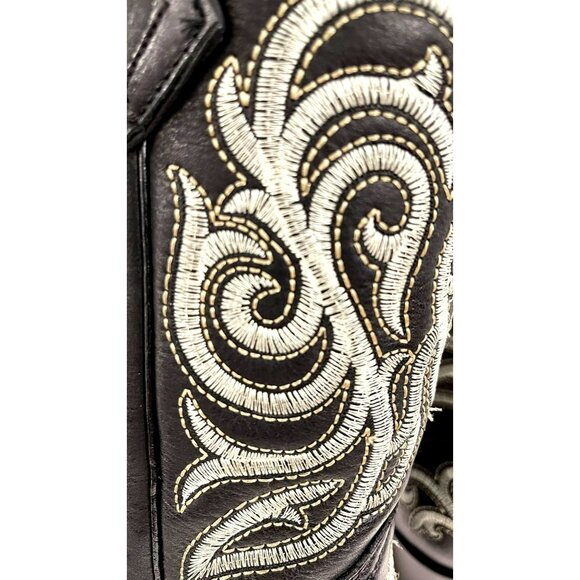 Corral Black Embroidered Leather Pointed Toe Cowboy Boots Western Sz 8 NEW - Picture 5 of 11